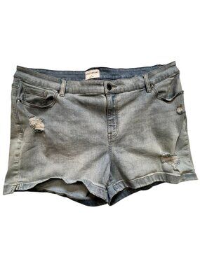 Lane Bryant Womens Distressed Signature Shorts Mid Rise Denim 24 Blue Light Wash